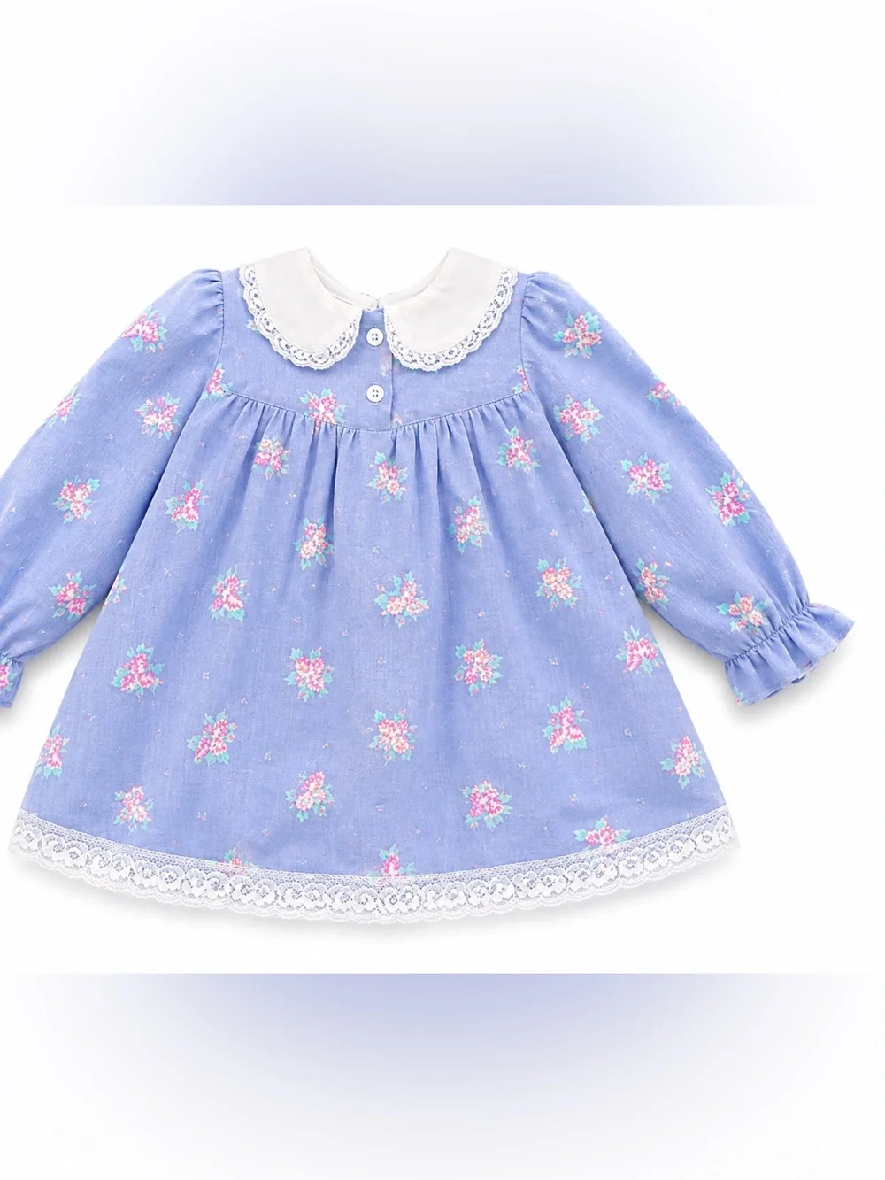 Vintage 1990s Cuddle Hugs Girls Floral Peter Pan Collar Blouse 2T